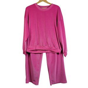 Joyspun Pajama Lounge Set Pink SZ 16 XL Pull On Pockets Ribbed Velour Barbie